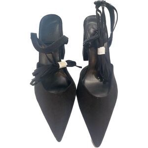 ASOS DESIGN  Panda Pointed Toe Leg Tie Block Heels  Black Size Womens Size US 10